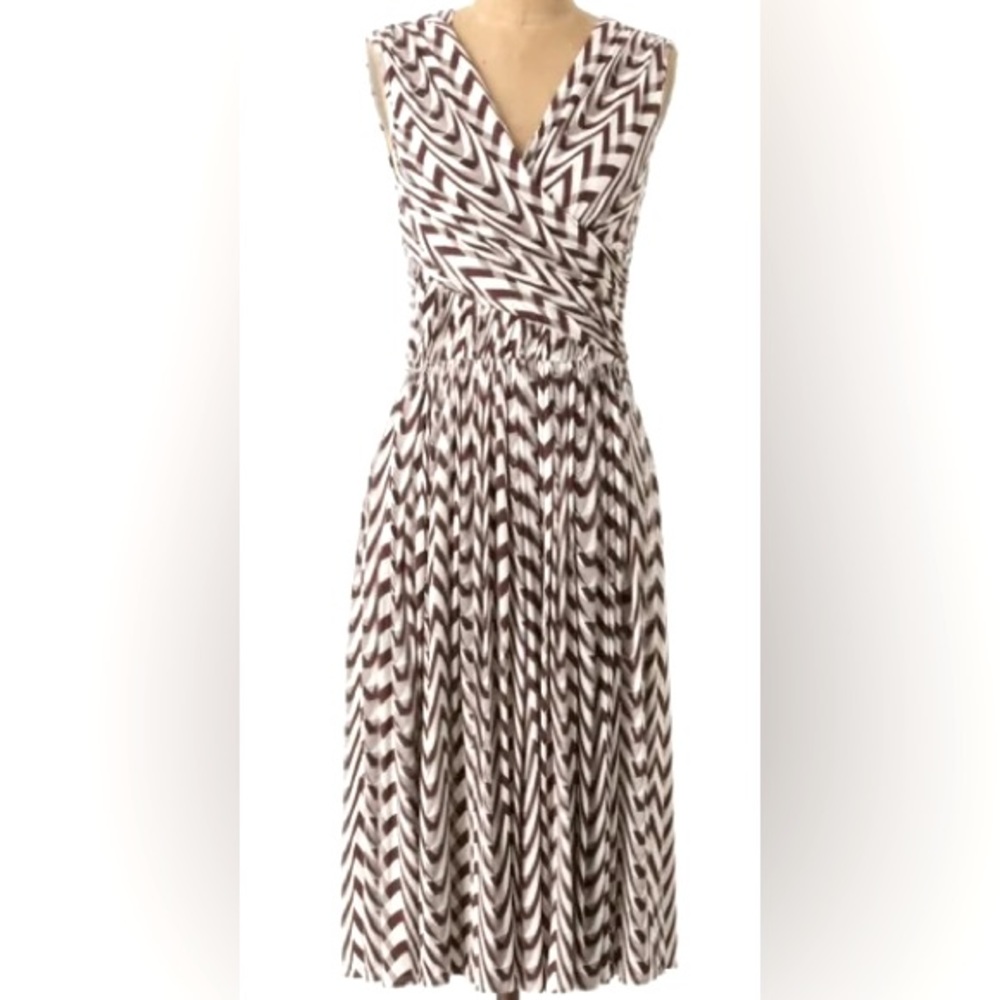 Anthropologie I Plenty by Tracy Reese Zig Zag Stripe Faux Wrap Midi Dress